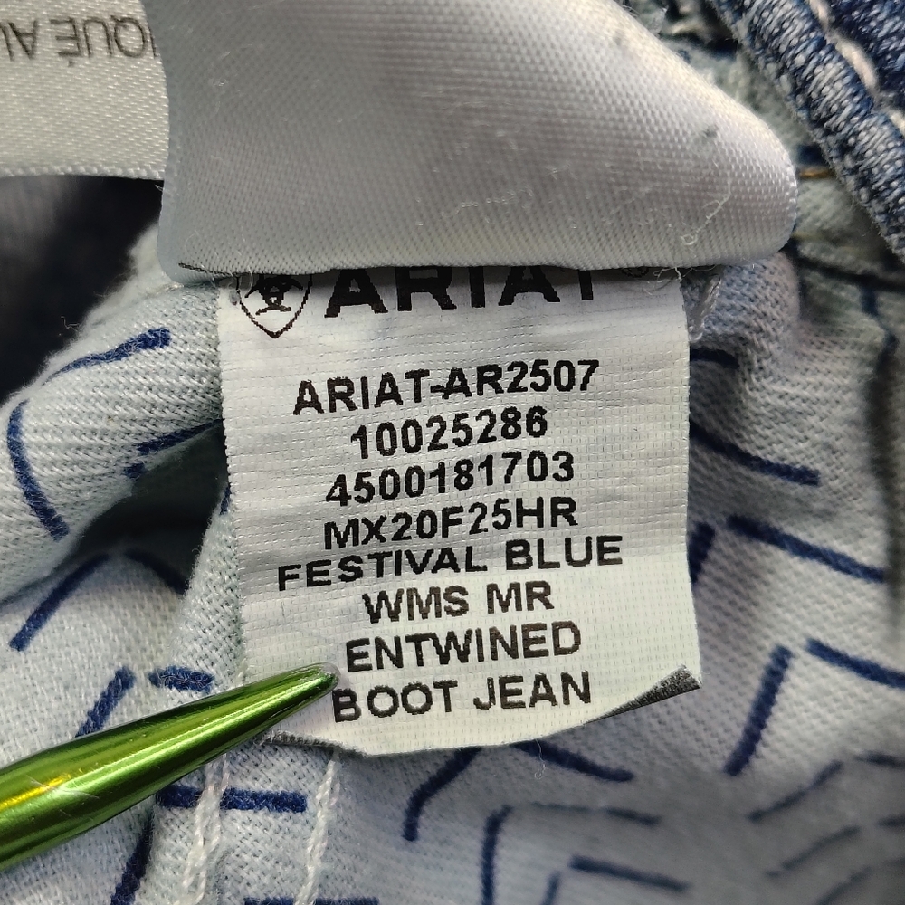 Ariat Jeans Womens Size 29R Festival Blue Mid Stretch Entwined Bootcut 10025286 - Picture 14 of 15